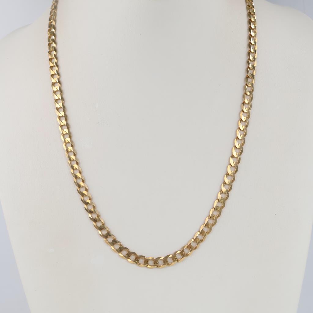 14kt Gold Curb Link Chain Necklace -Evaluated By Our Certified Gemologist - AGS/GIA