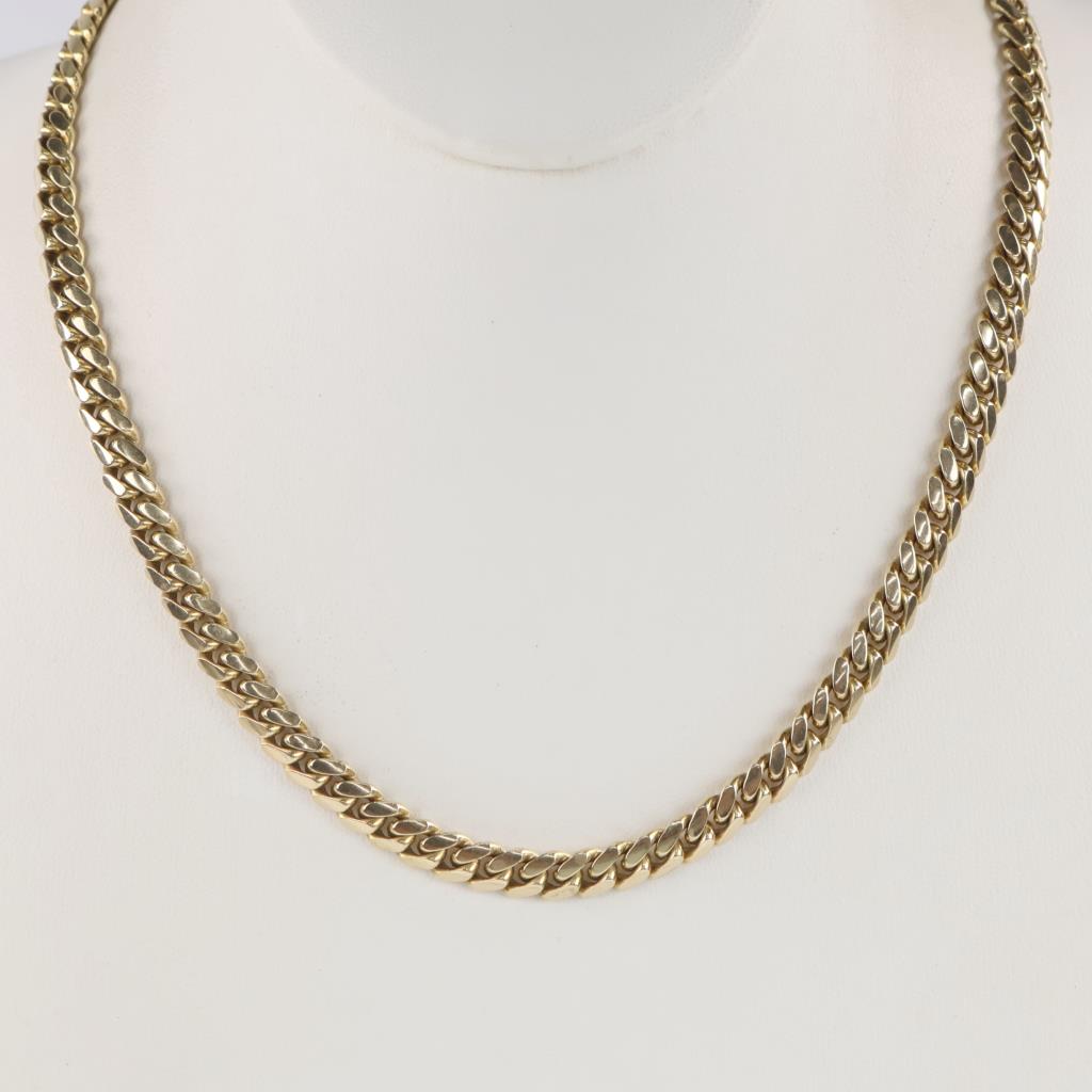 14kt Gold Curb Link Chain Necklace-Evaluated By Our Certified Gemologist - AGS / GIA