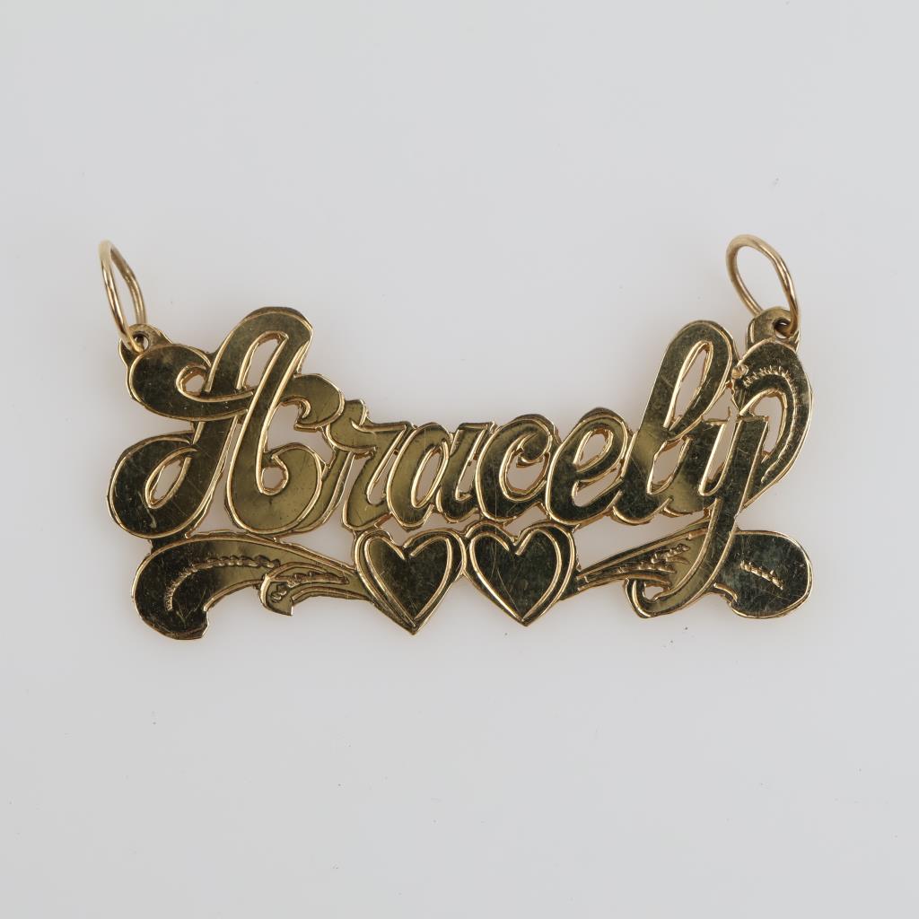 14kt Gold Cursive ID Pendant