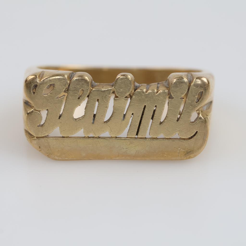 14kt Gold Cursive ID Ring