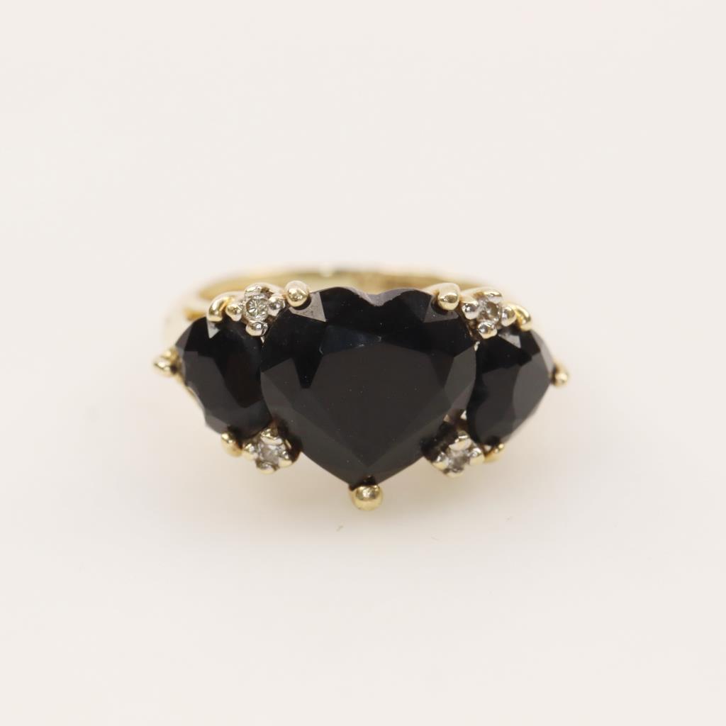 14kt Gold Diamond Accent And Black Stone Ring Property Room