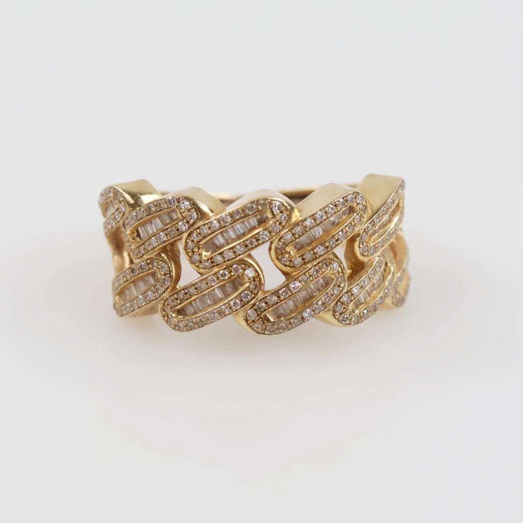 14kt Gold Diamond Chain Style Ring
