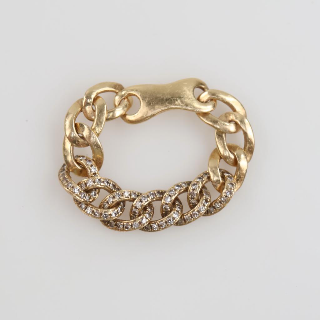 14kt Gold Diamond Curb Link Chain Ring