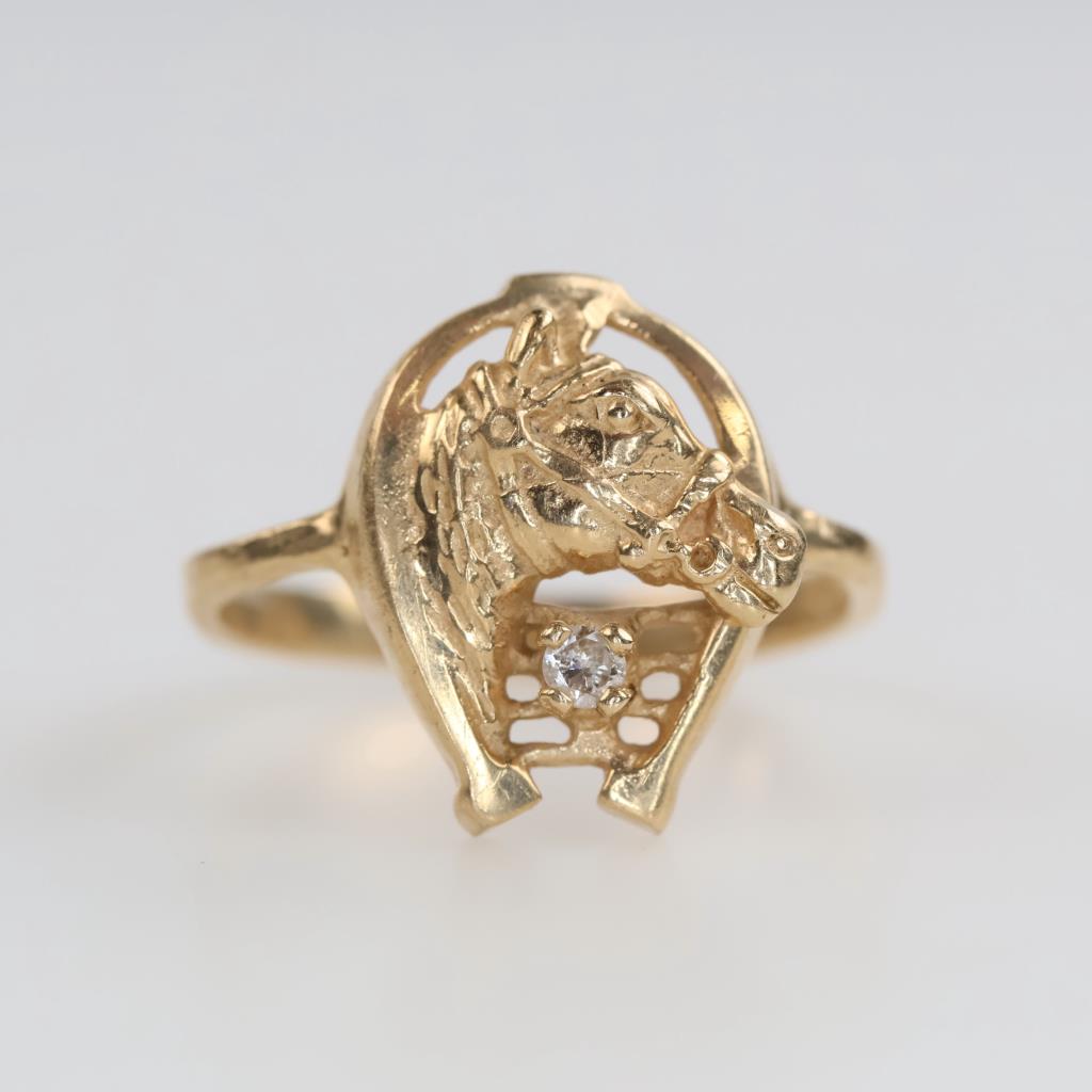 14kt Gold Diamond Equestrian Ring