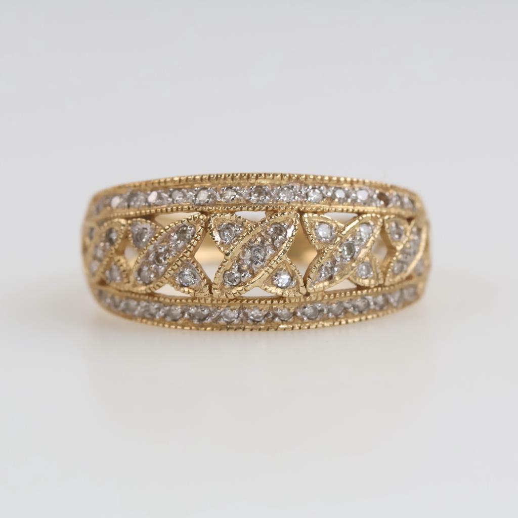 14kt Gold Diamond Filigree Band