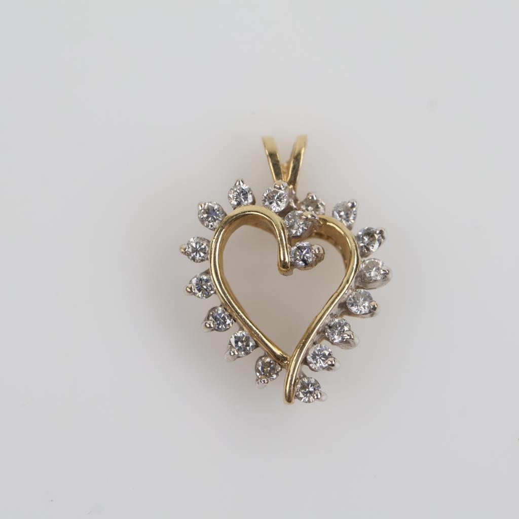 14kt Gold Diamond Heart Pendant
