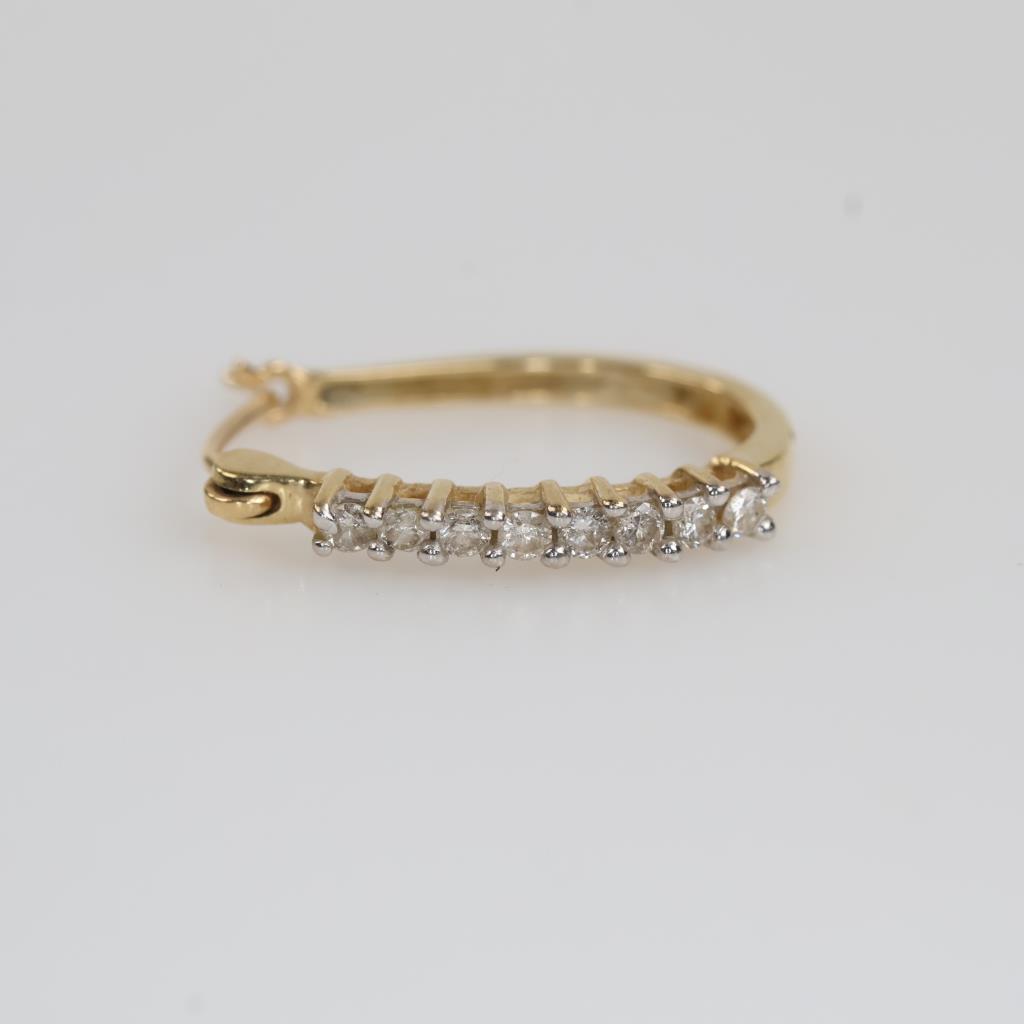 14kt Gold Diamond Hollow Hoop Earring
