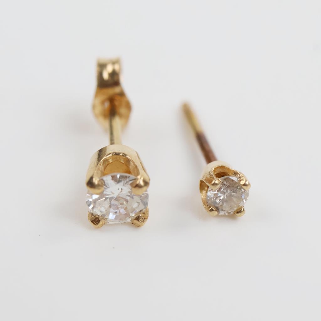 14kt Gold Diamond Mismatched Earrings; 2 Pieces
