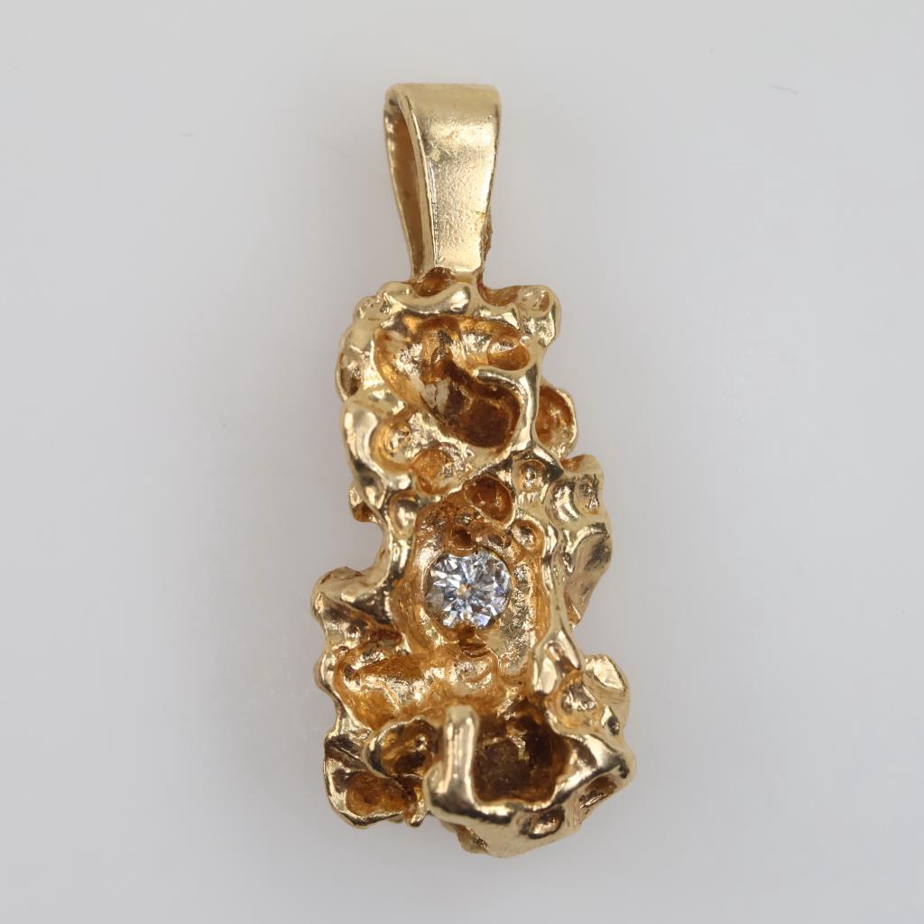 14kt Gold Diamond Nugget Pendant