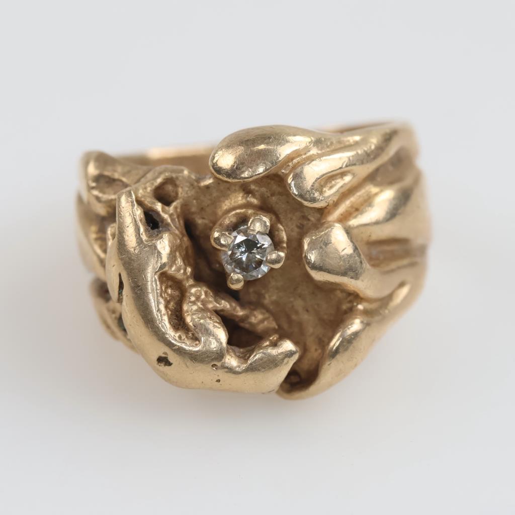 14kt Gold Diamond Nugget Ring