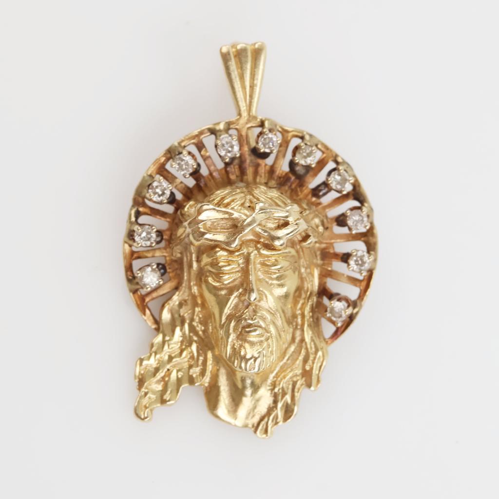 14kt Gold Diamond Religious Pendant