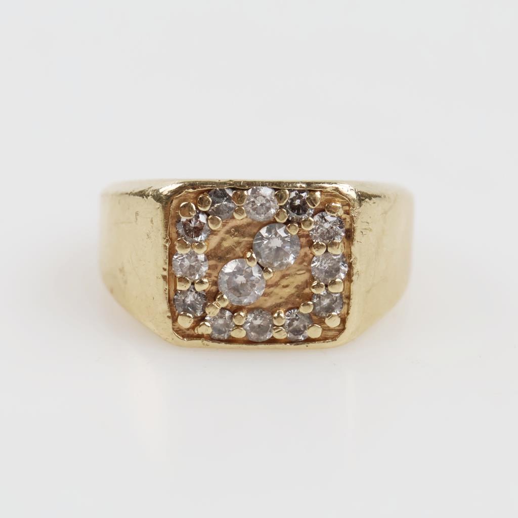 14kt Gold Diamond Signet Ring