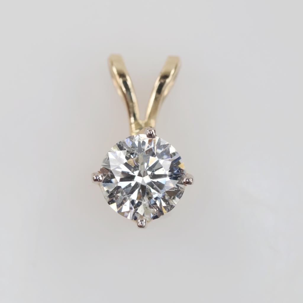 14kt Gold Diamond Solitaire Pendant