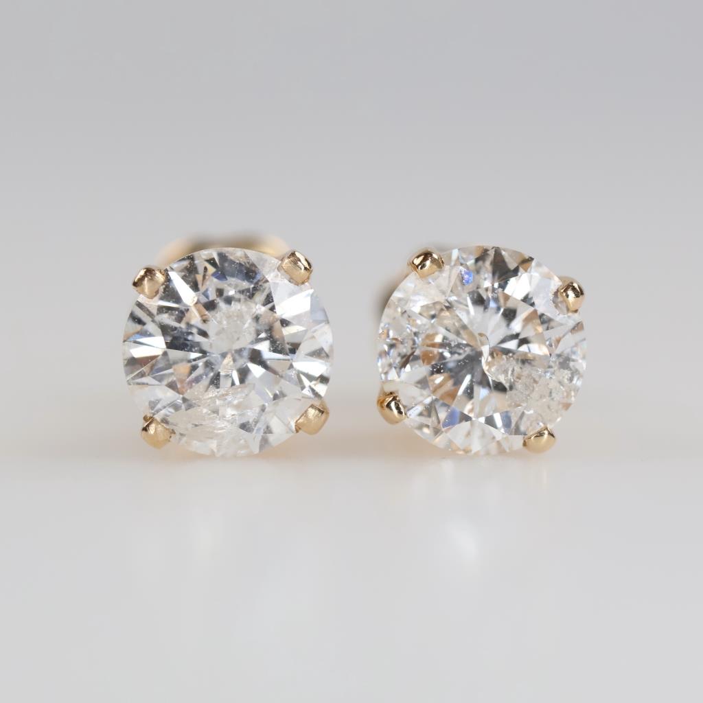 14kt Gold Diamond Solitaire Stud Earrings