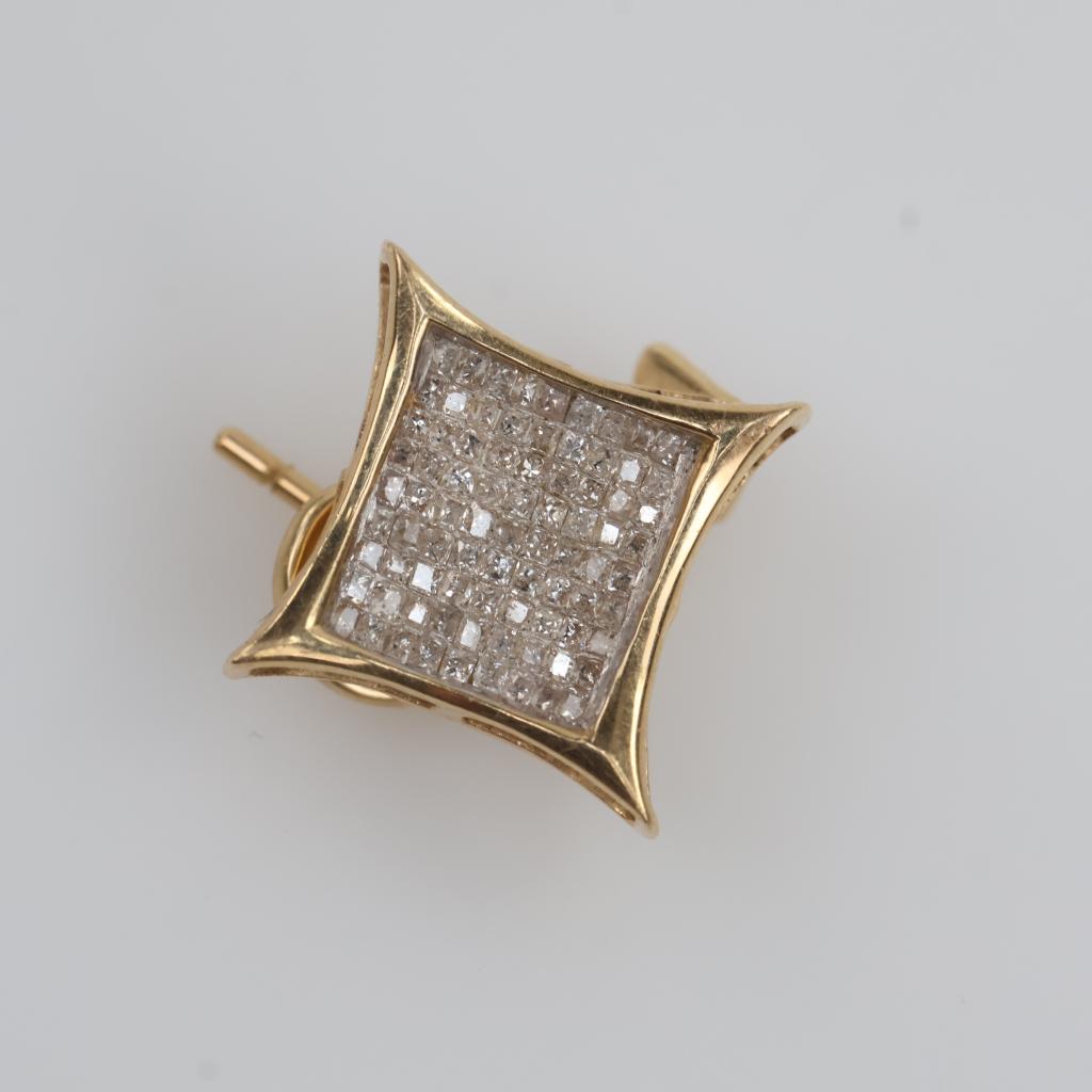 14kt Gold Diamond Square Earring