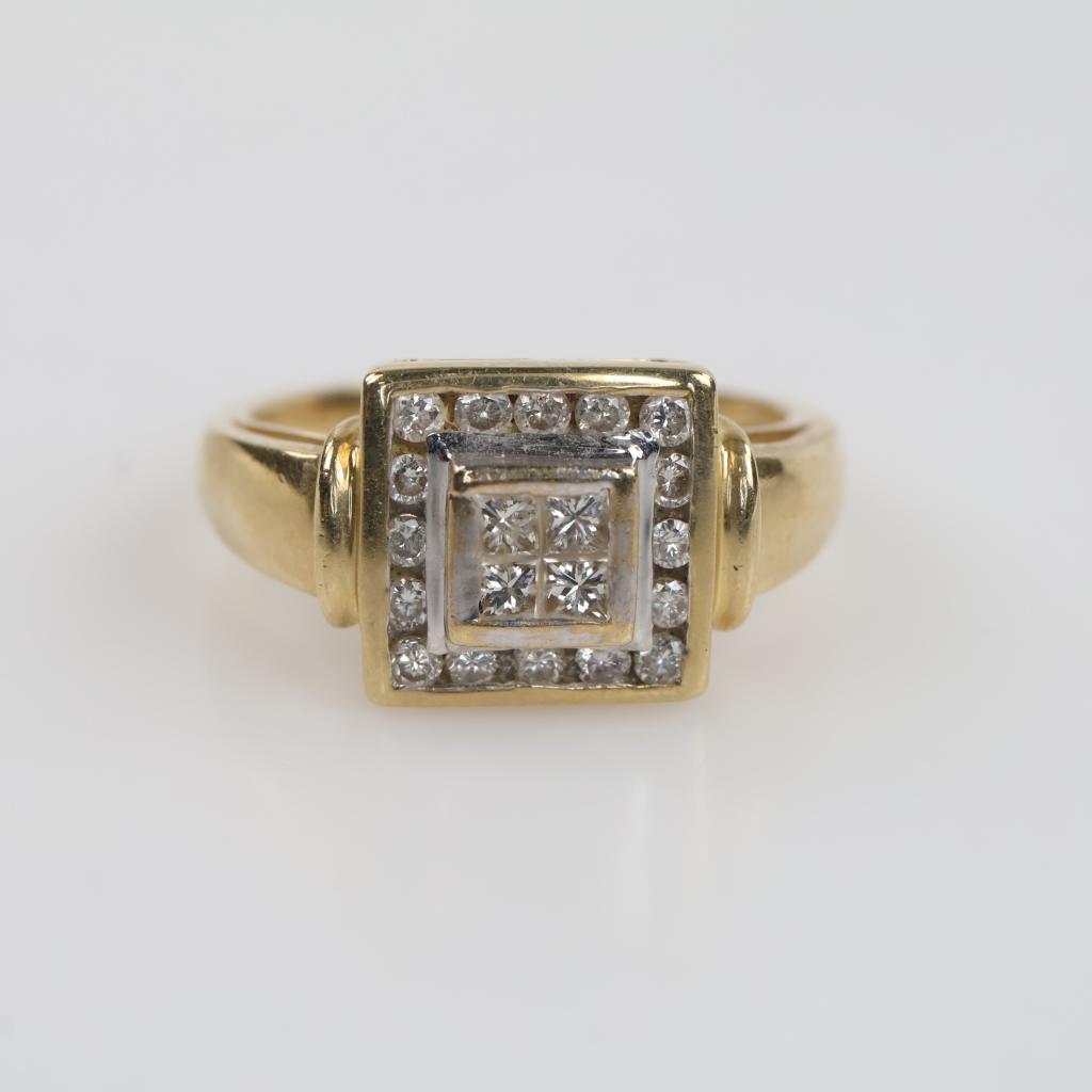 14kt Gold Diamond Square Signet Ring