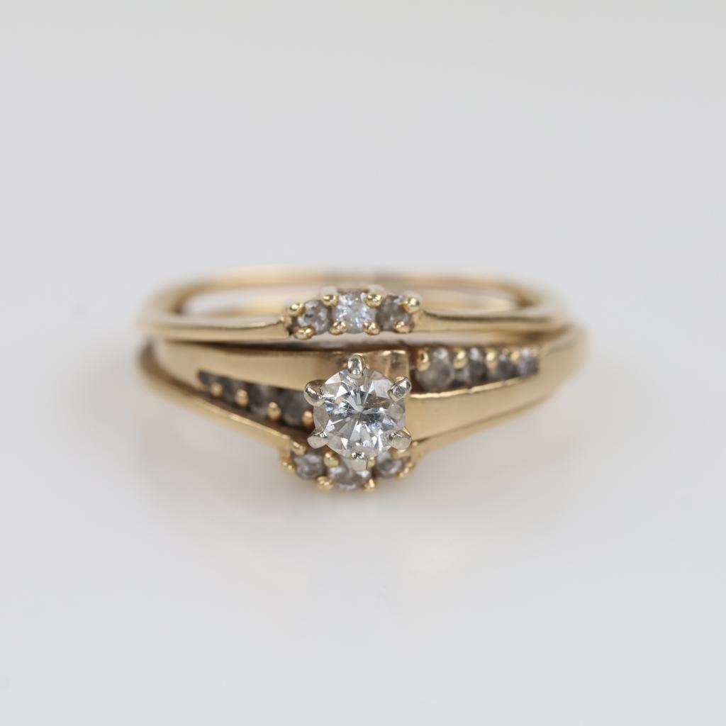 14kt Gold Diamond Wedding Ring Set