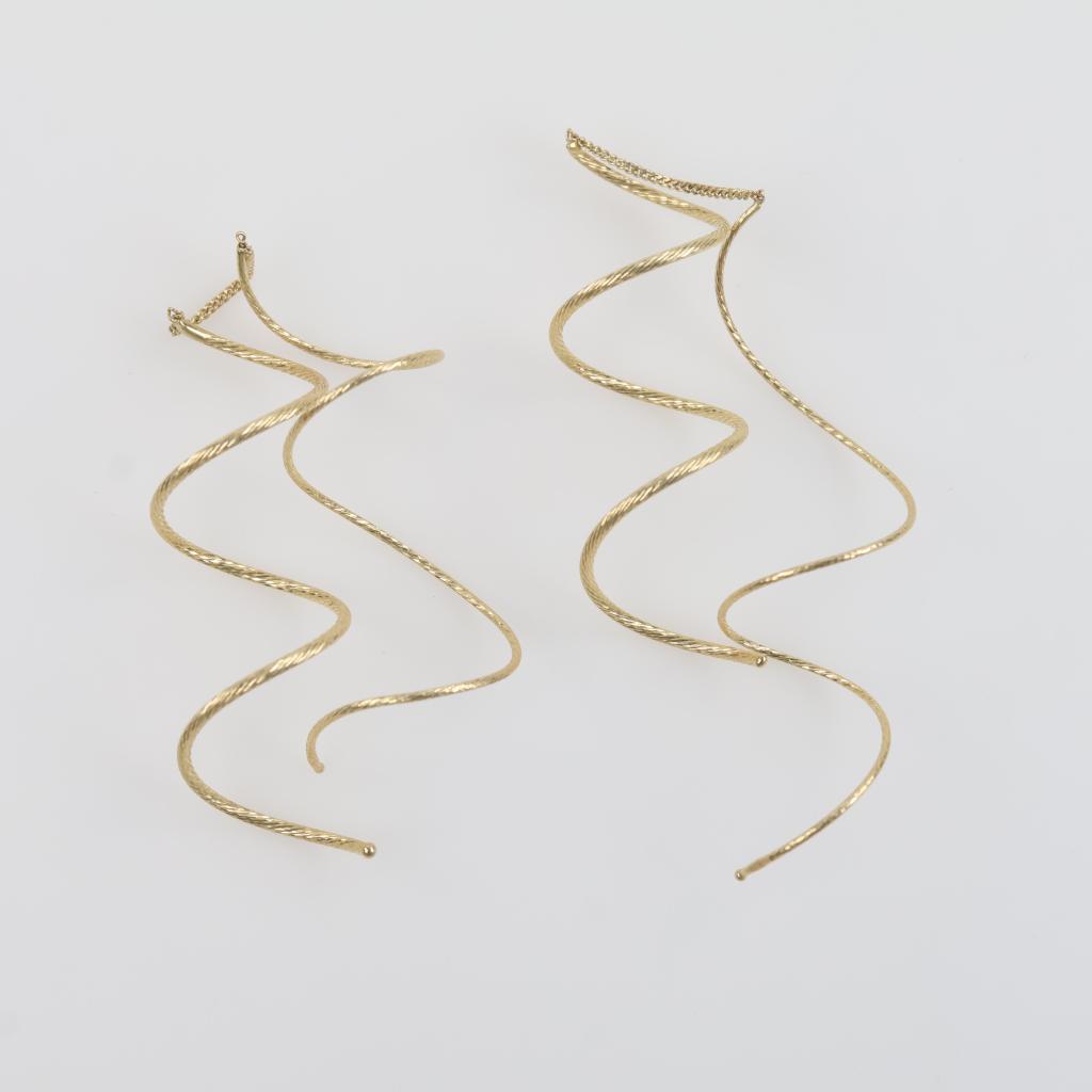 14kt Gold Double Spiral Thread Earrings