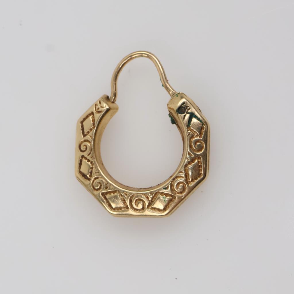 14kt Gold Engraved Hollow Earring