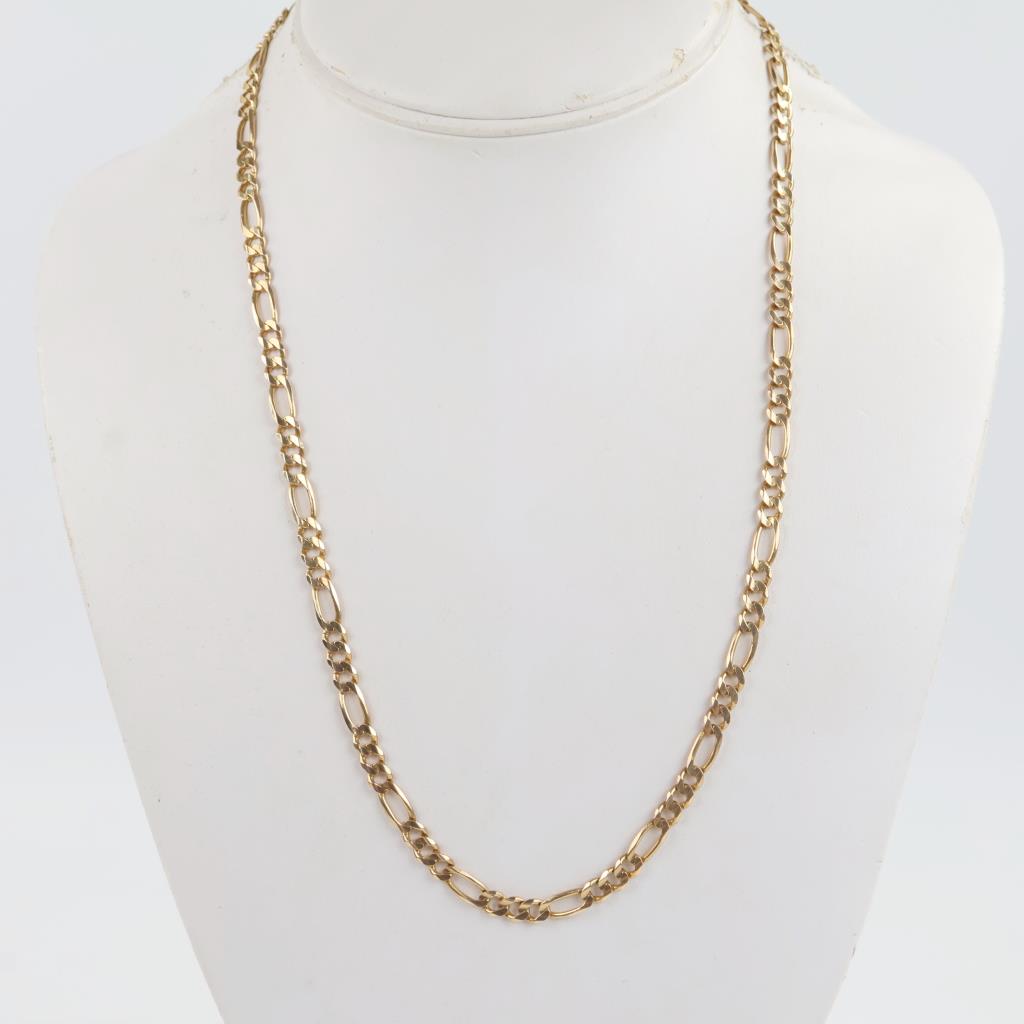 14KT Gold EP 2mm Figaro Anklet Or Necklace With Wendy Charm Pendant