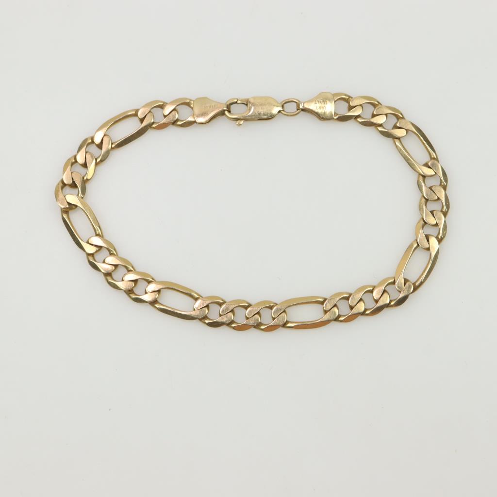 thumbnail image 2 of 14k Rose Gold Figaro Link Bracelet – 2.1mm Wide, 7.5 Inches, Fancy Style 2 of 5