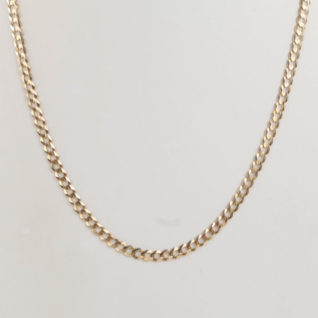 14kt Gold Flat Beveled Curb Link Necklace