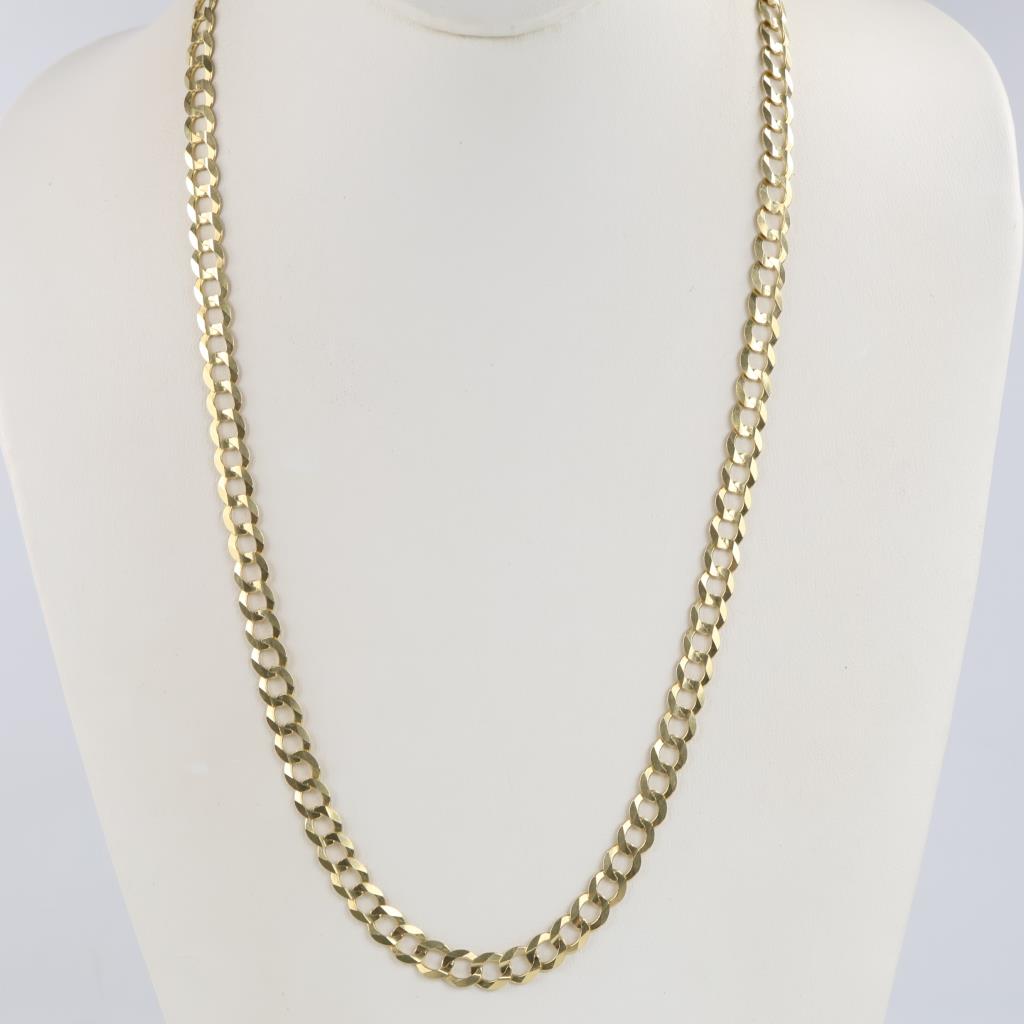 14kt Gold Flat Curb Link Chain Necklace