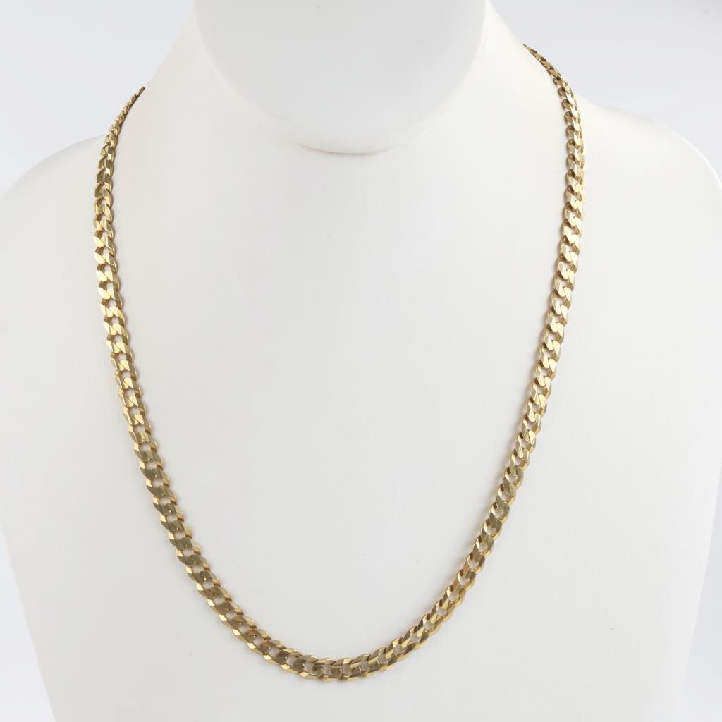 14kt Gold Flat Curb Link Chain Necklace- Evaluated By Our Certified Gemologist-AGS/GIA