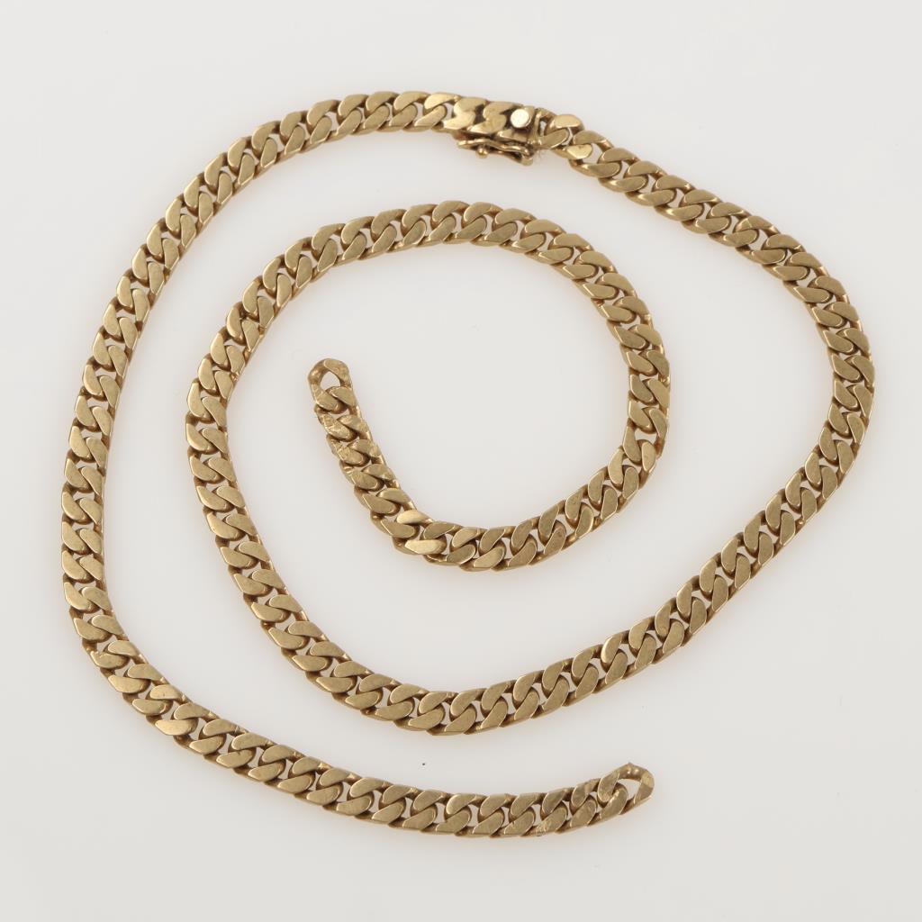 14kt Gold Flat Curb Link Chain Necklace - Evaluated By Our Certified Gemologist-AGS/GIA