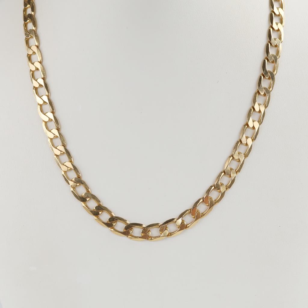 14kt Gold Flat Curb Link Necklace -Evaluated By Our Certified Gemologist-AGS/GIA
