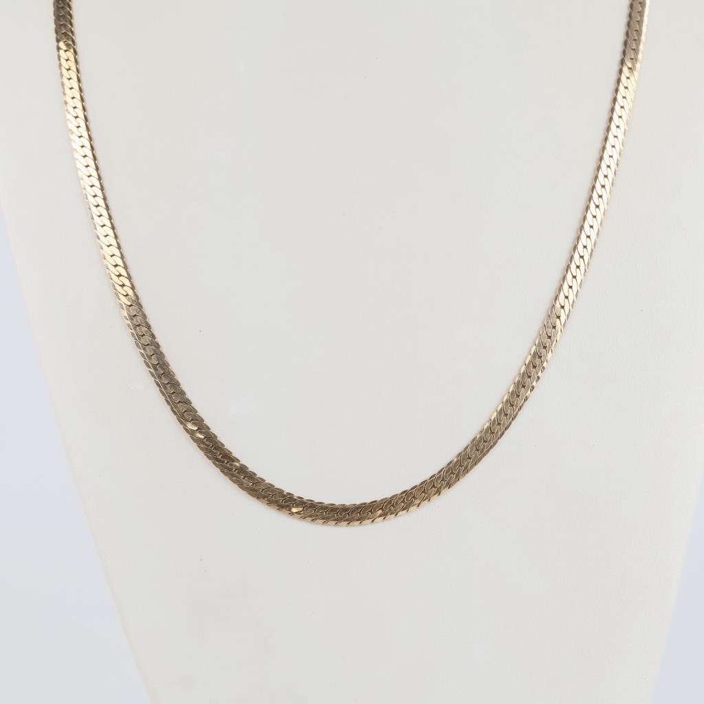 14kt Gold Flat Curb Necklace Evaluated by Our Certified Gemologist-AGS/GIA