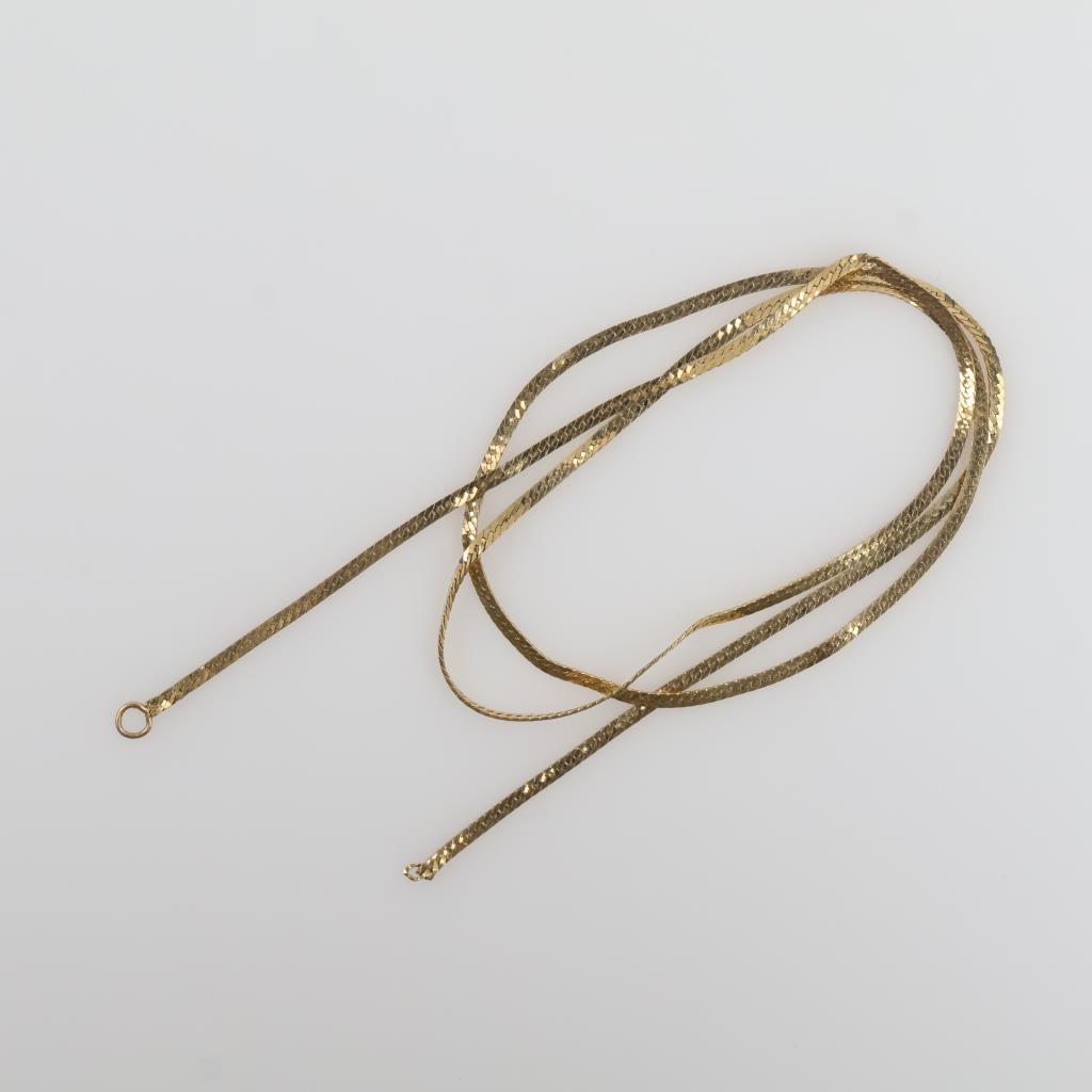 14kt Gold Flat Herringbone Chain Necklace