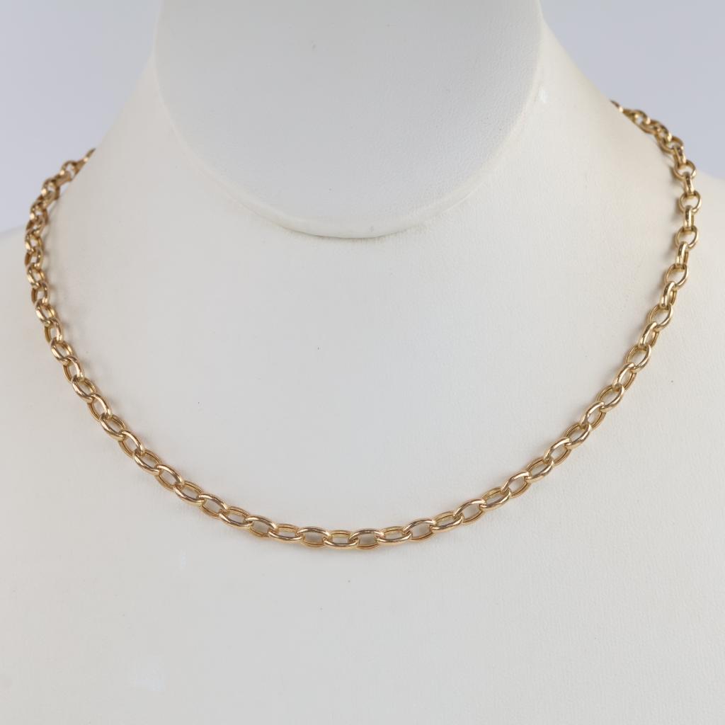 14kt Gold Heart Pendant Hollow Link Toggle Necklace