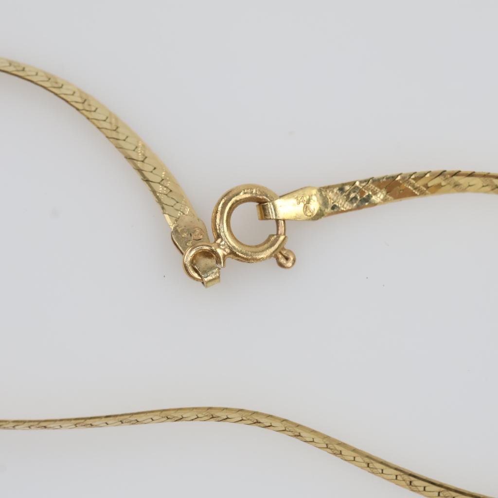 Polished Gold-tone Herringbone Chain Bracelet