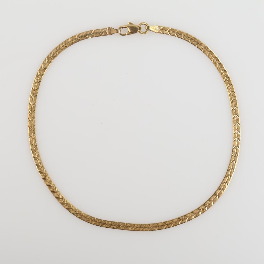 14kt Gold Herringbone Chain Link Anklet