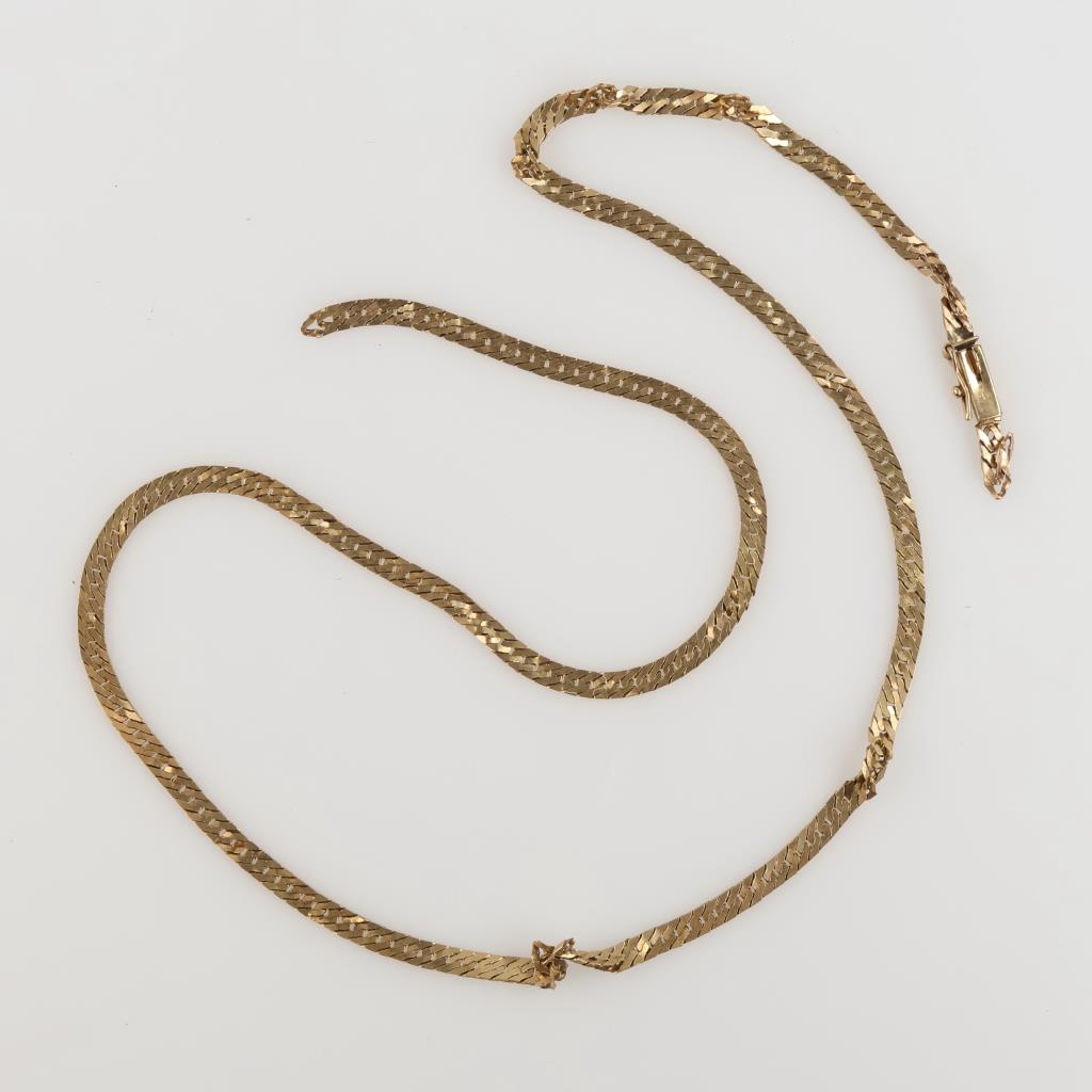 14kt Gold Herringbone Chain Link Necklace