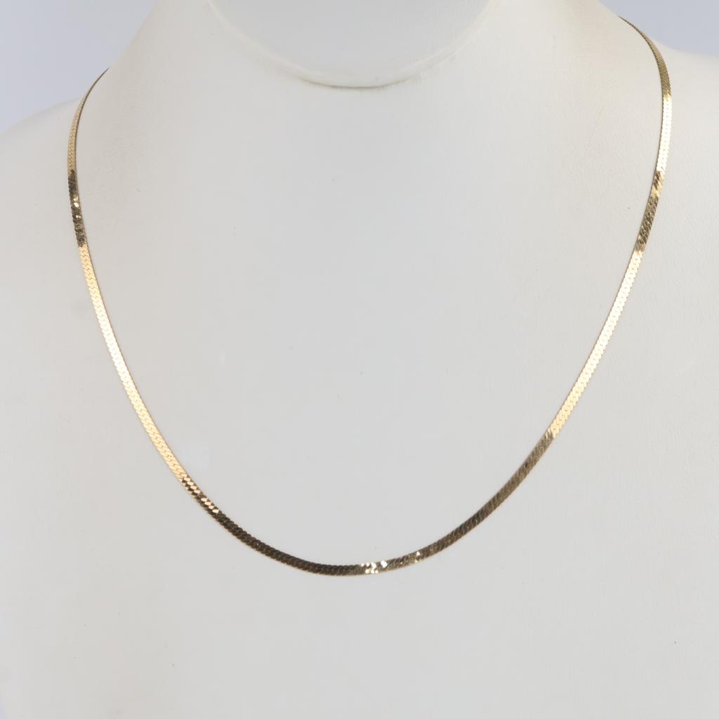 14kt Gold Herringbone Chain Necklace