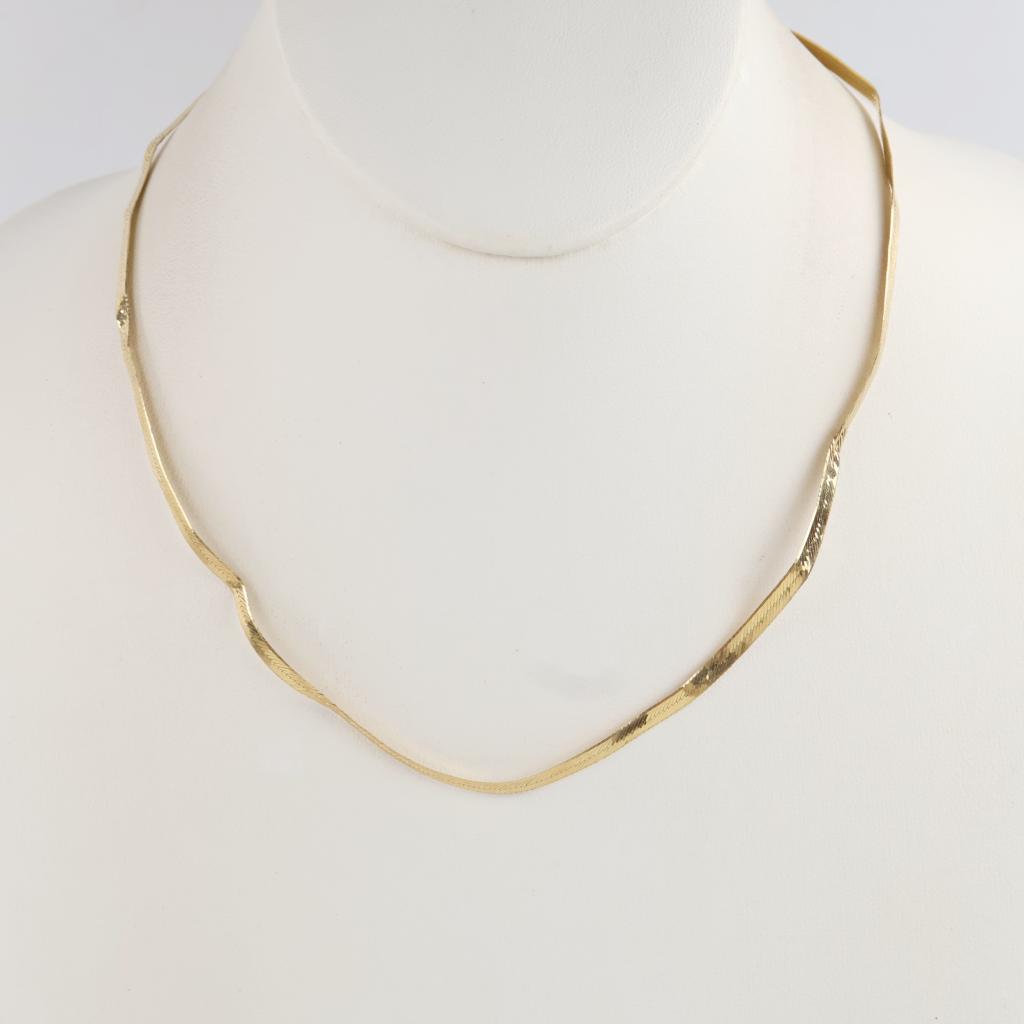 14kt Gold Herringbone Link Necklace