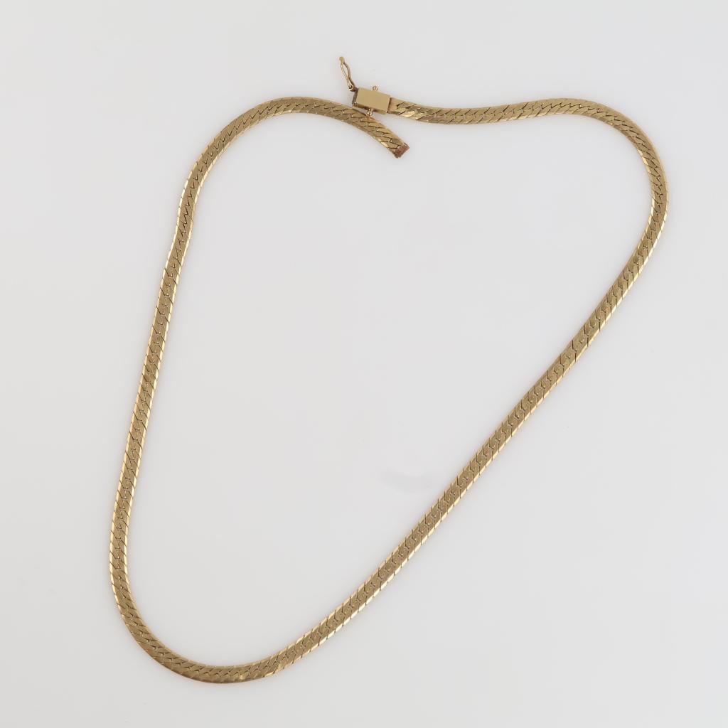 14kt Gold Herringbone Link Necklace
