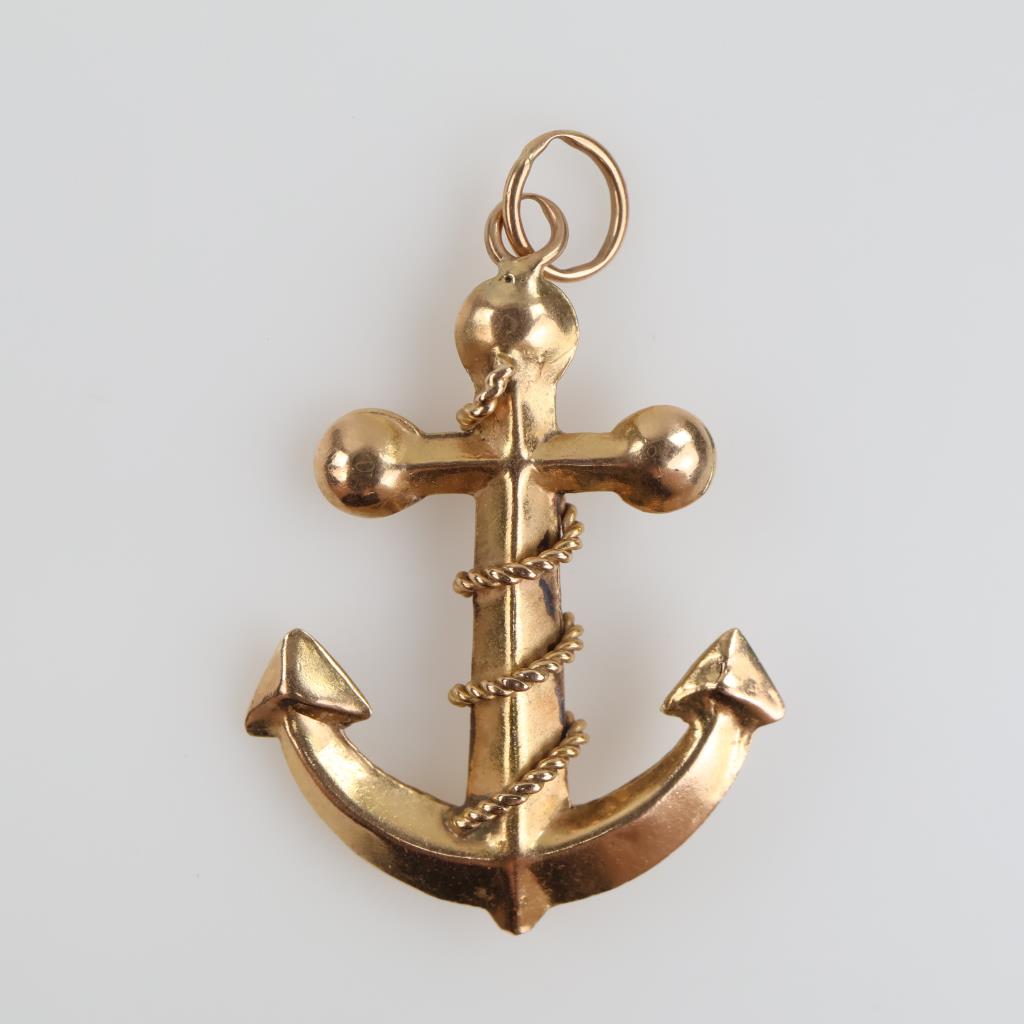 14kt Gold Hollow Anchor Pendant