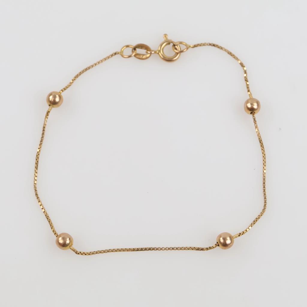 14kt Gold Hollow Bead Bracelet