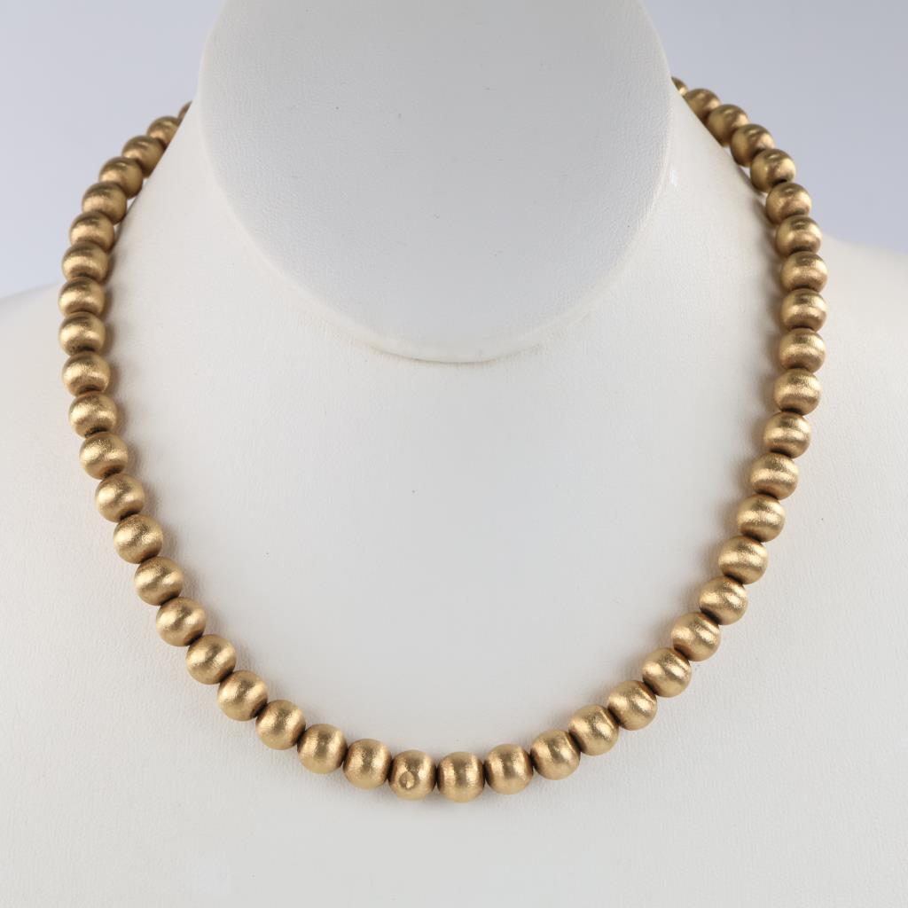 14kt Gold Hollow Bead Necklace