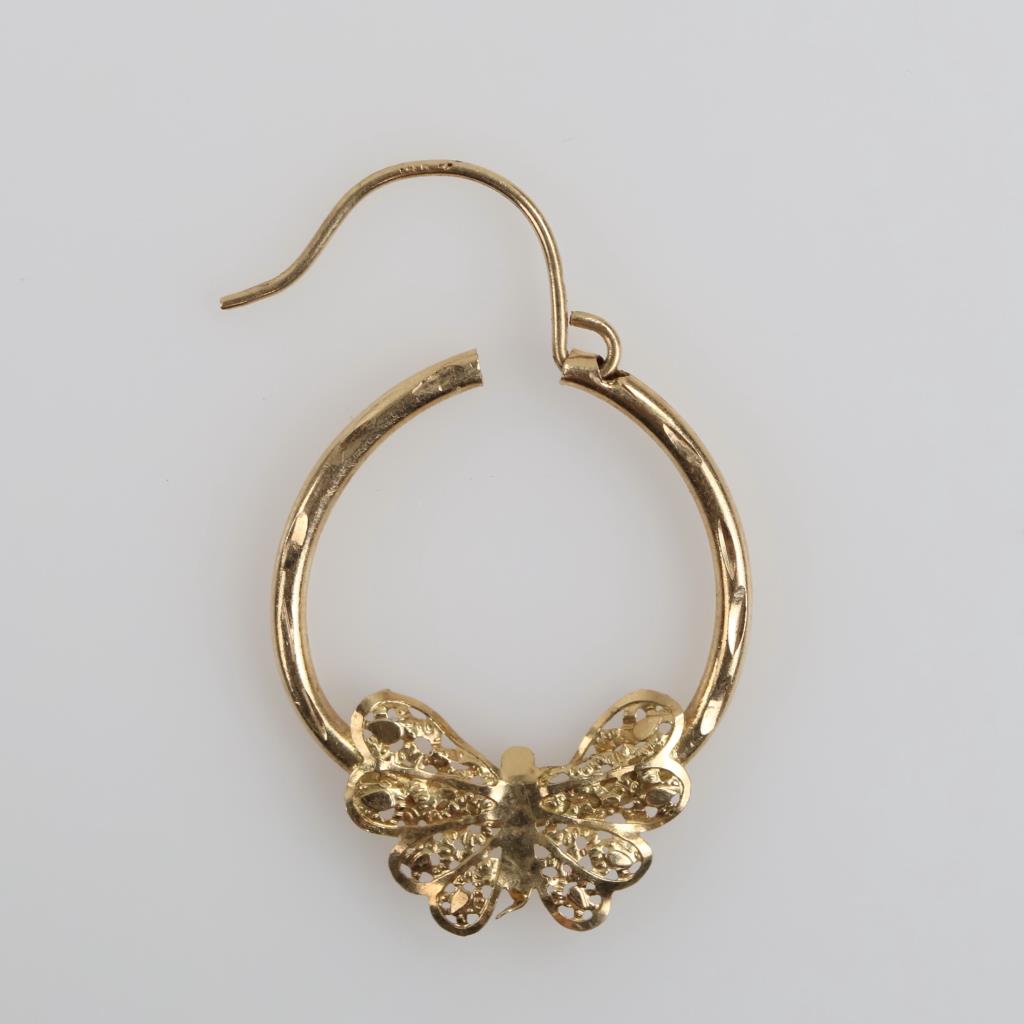 14kt Gold Hollow Butterfly Hoop Earring
