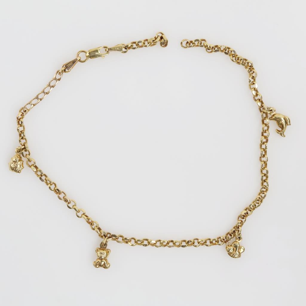 14kt Gold Hollow Charm Anklet