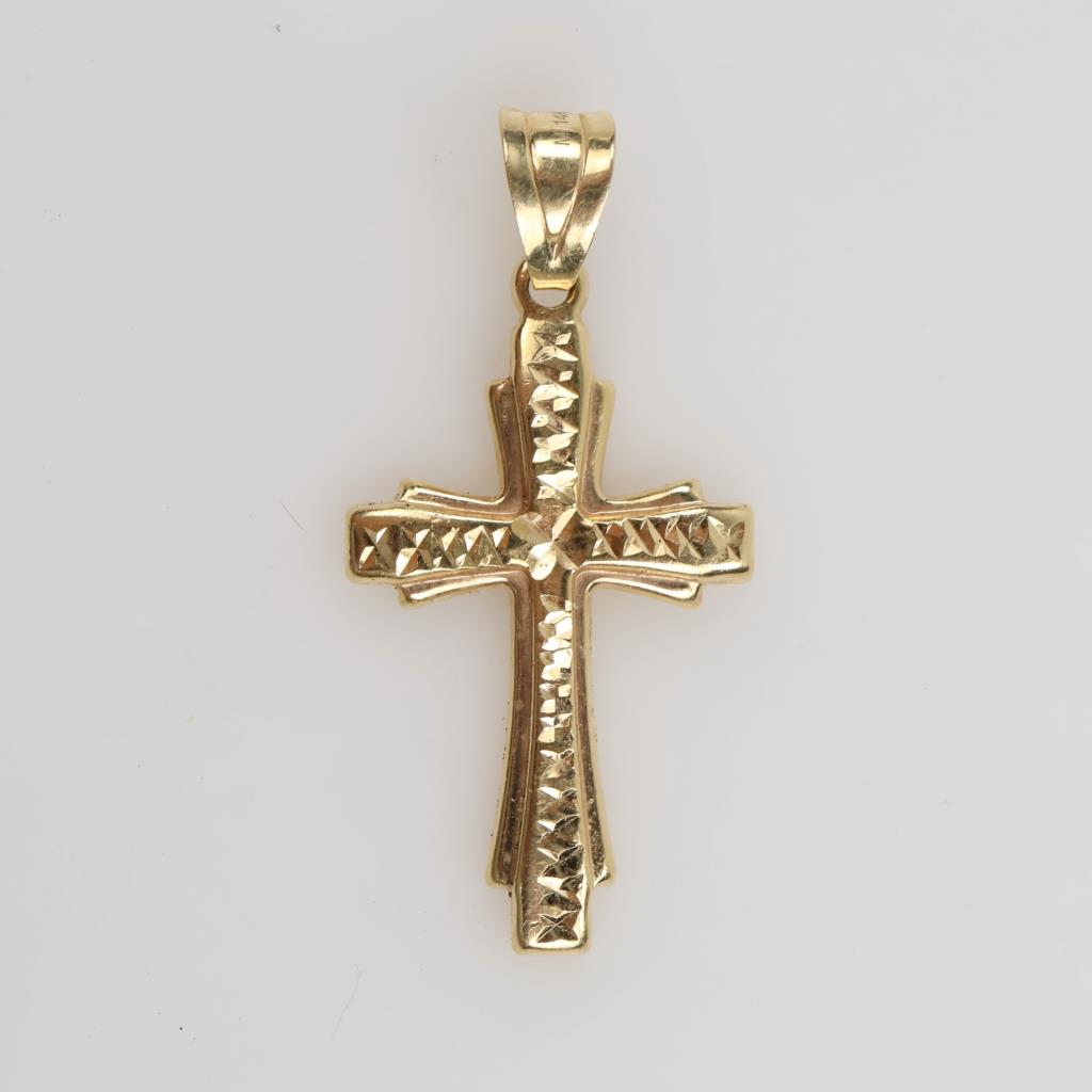 14kt Gold Hollow Cross Pendant