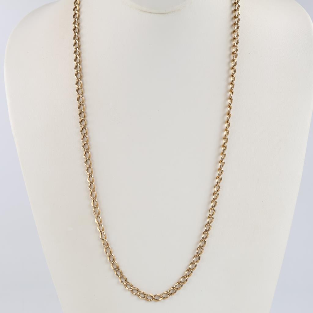 14kt Gold Hollow Curb Chain Necklace