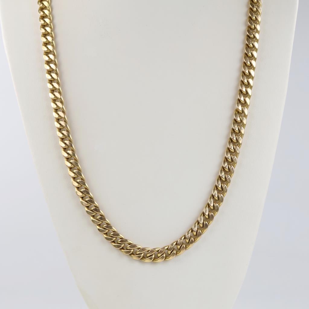14kt Gold Hollow Curb Link Chain Necklace -Evaluated By Our Certified Gemologist-AGS/GIA