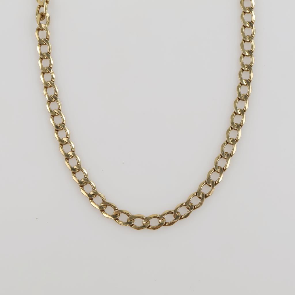 14kt Gold Hollow Curb Link Necklace