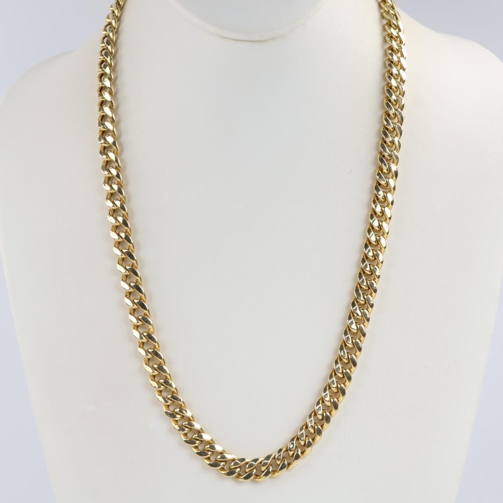 14kt Gold Hollow Curb Link Necklace- Evaluated by our Certified Gemologist-AGS/GIA