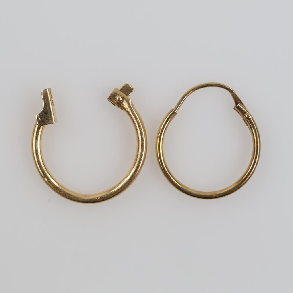 14kt Gold Hollow Earrings, 2 Pieces